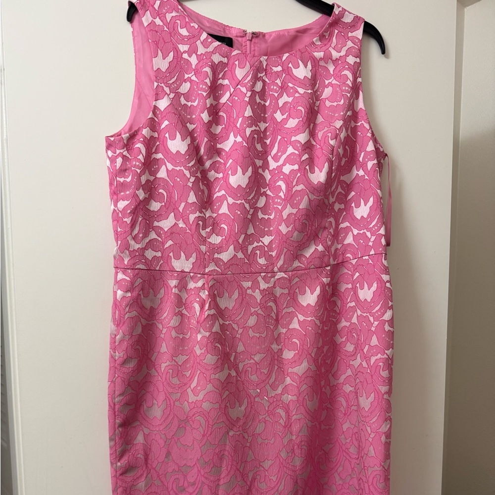 Chic Pink Floral Midi Dress( Evan Picone”